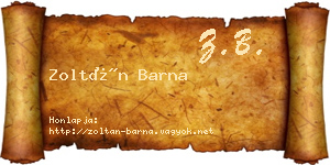 Zoltán Barna névjegykártya